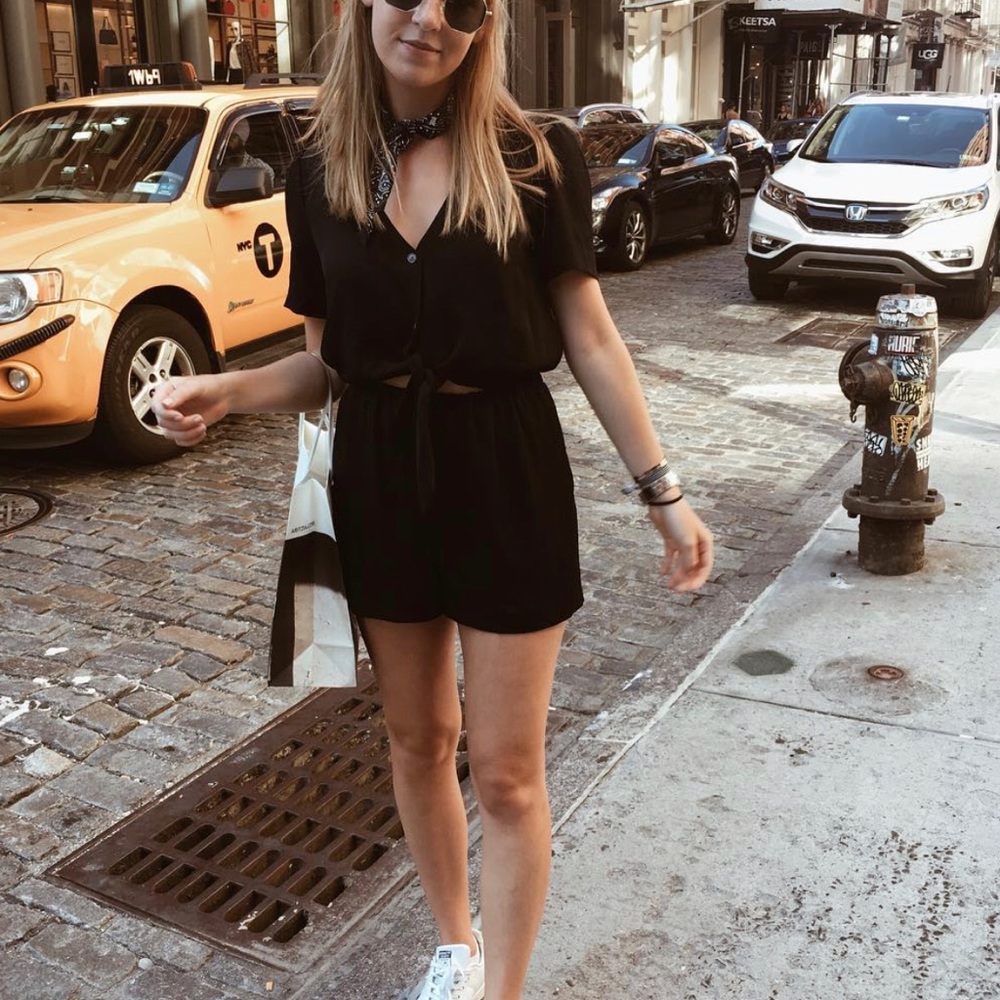 Aritzia Wilfred black button down romper